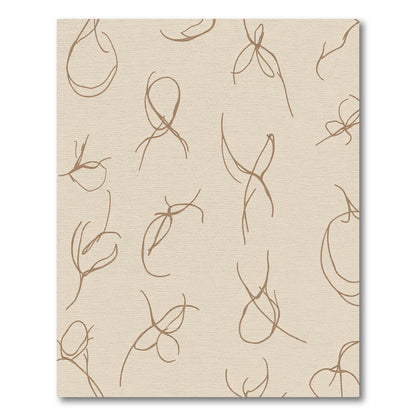 Abstract Brown Line Art Botanical Rug