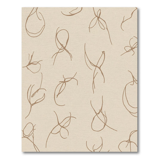 Abstract Brown Line Art Botanical Rug