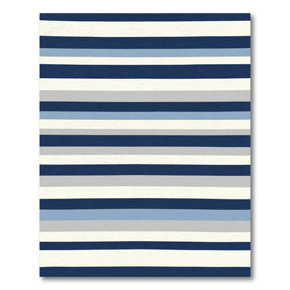 Bold Navy Blue Striped Rug