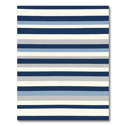 Bold Navy Blue Striped Rug