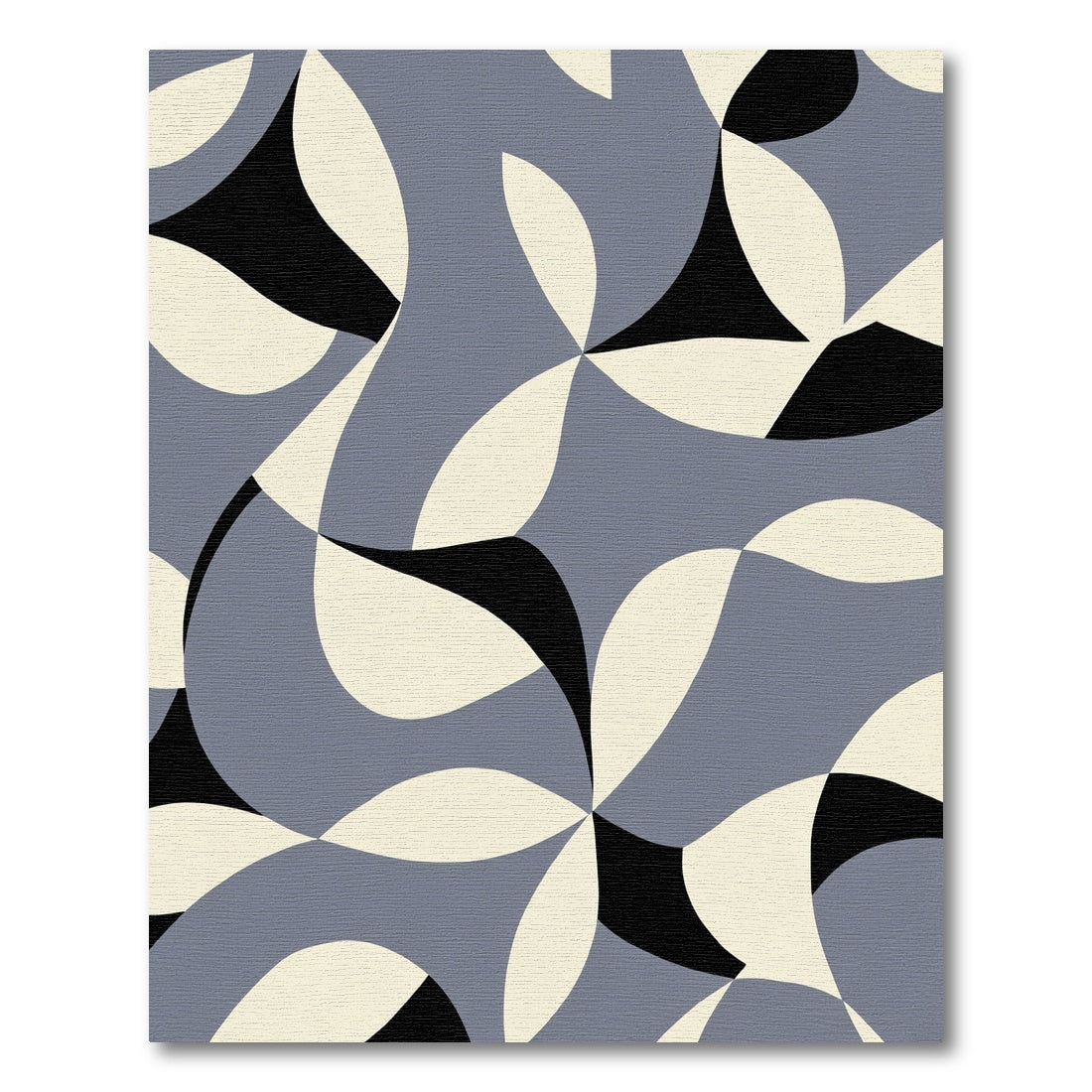 Soft Blue Curving Abstract Composition Rug