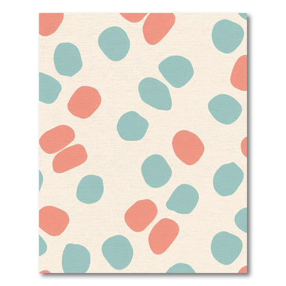 Coral Teal Abstract Pebble Scatter Rug