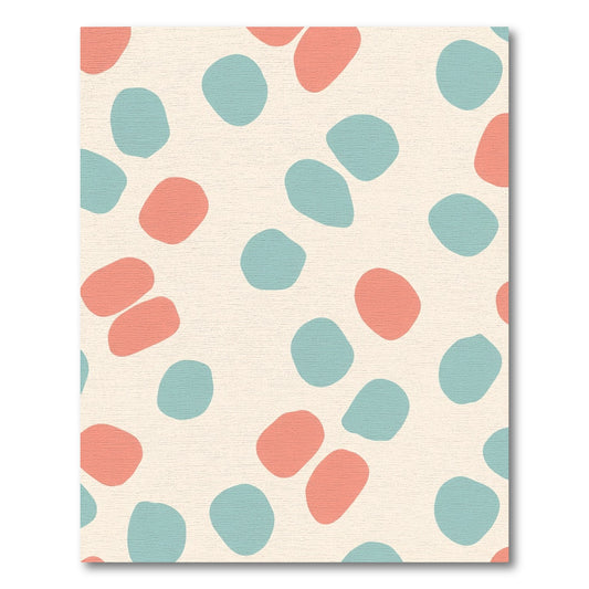 Coral Teal Abstract Pebble Scatter Rug