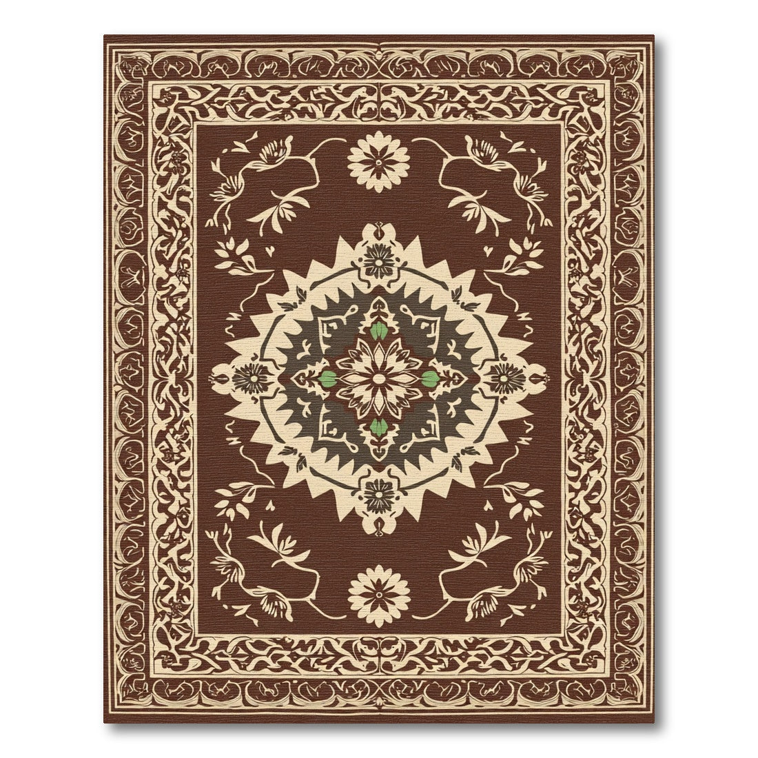 Elaborate Brown Vine Centerpiece Rug
