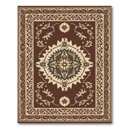 Elaborate Brown Vine Centerpiece Rug
