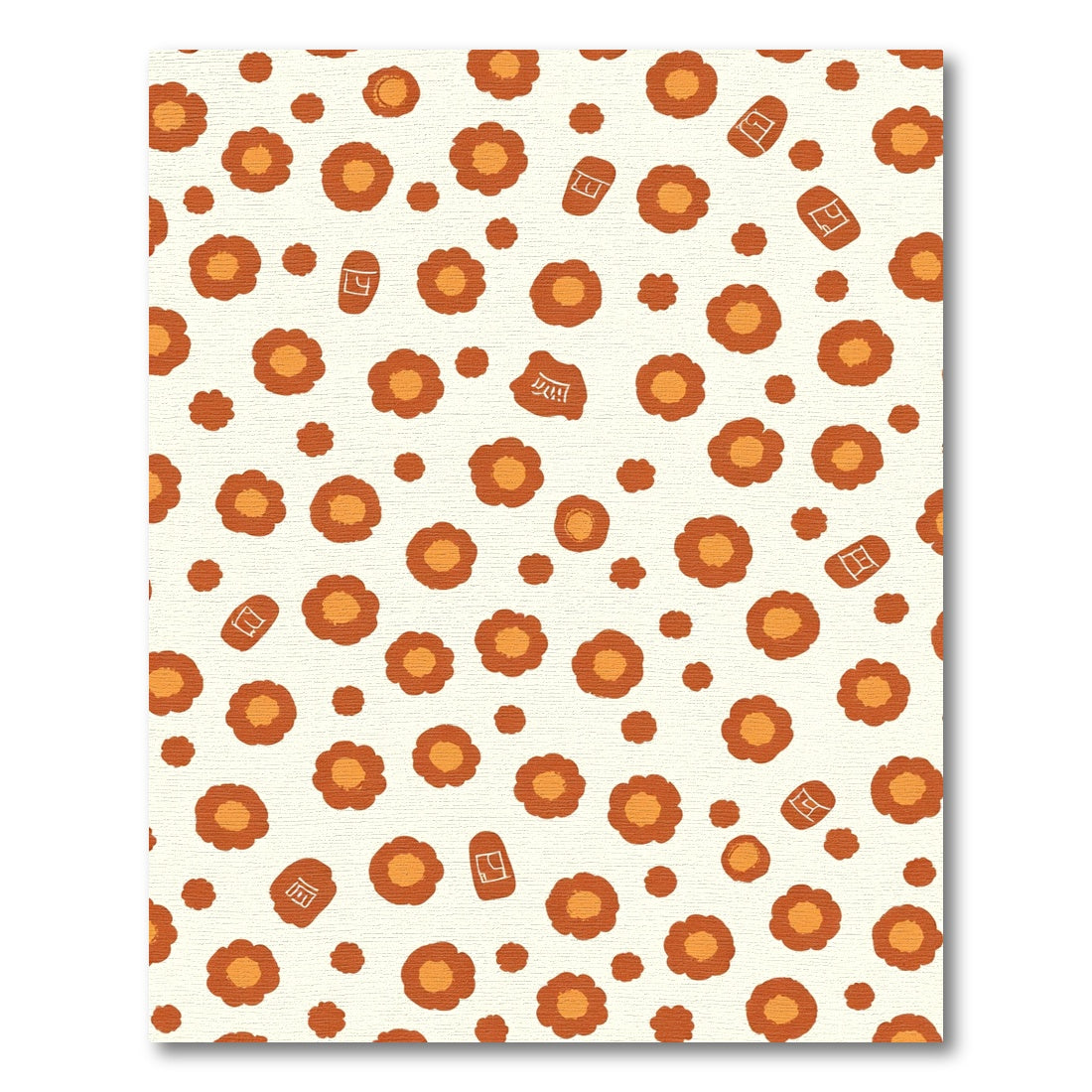 Burnt Orange Flower Scatter Rug