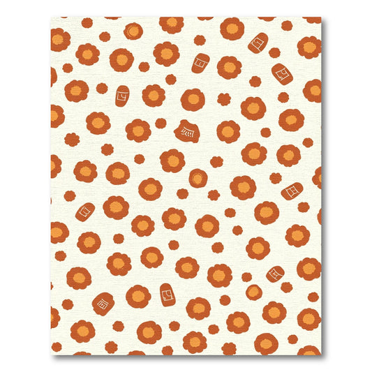 Burnt Orange Flower Scatter Rug