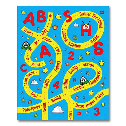 Alphabet Numbers Road Course Rug