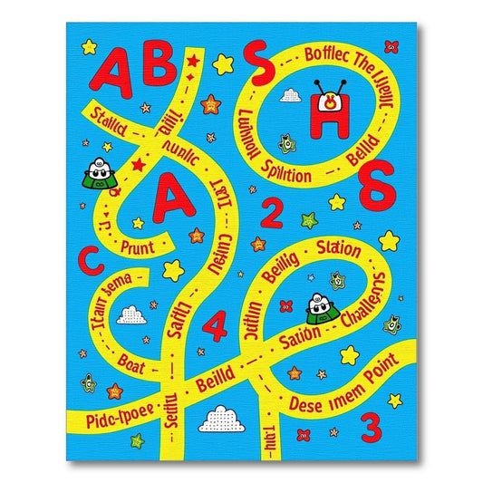 Alphabet Numbers Road Course Rug
