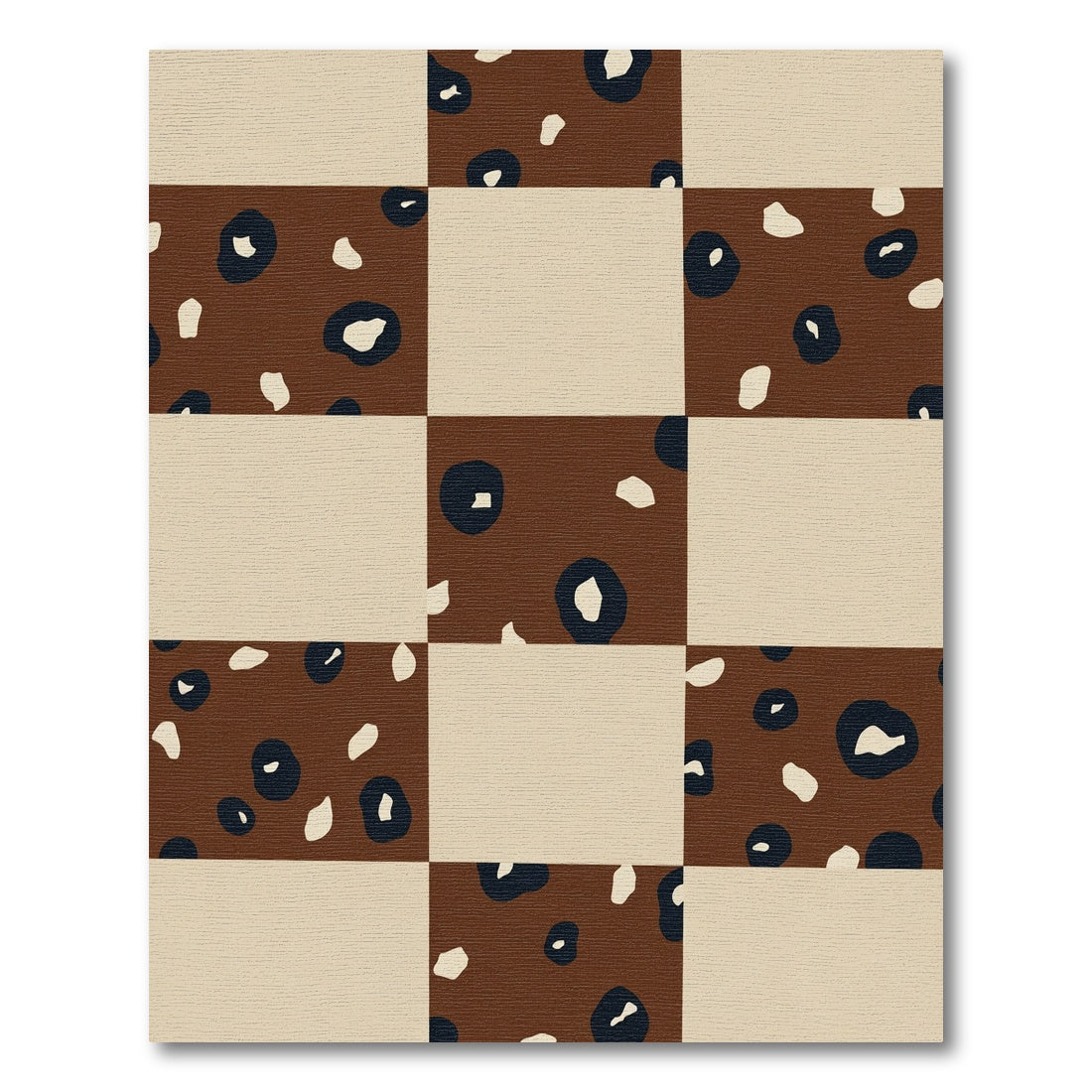 Brown Beige Leopard Tile Rug