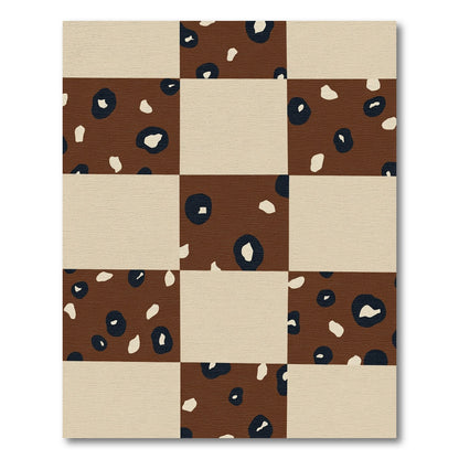 Brown Beige Leopard Tile Rug