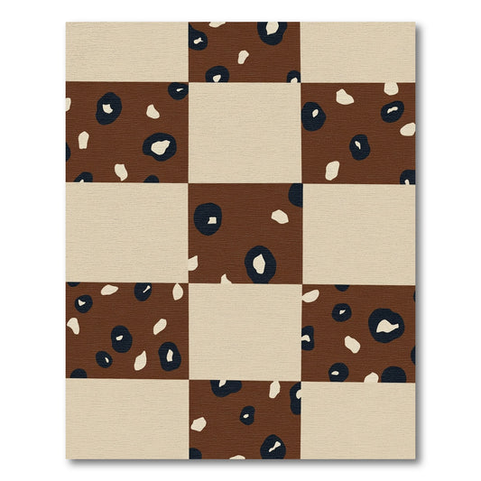 Brown Beige Leopard Tile Rug
