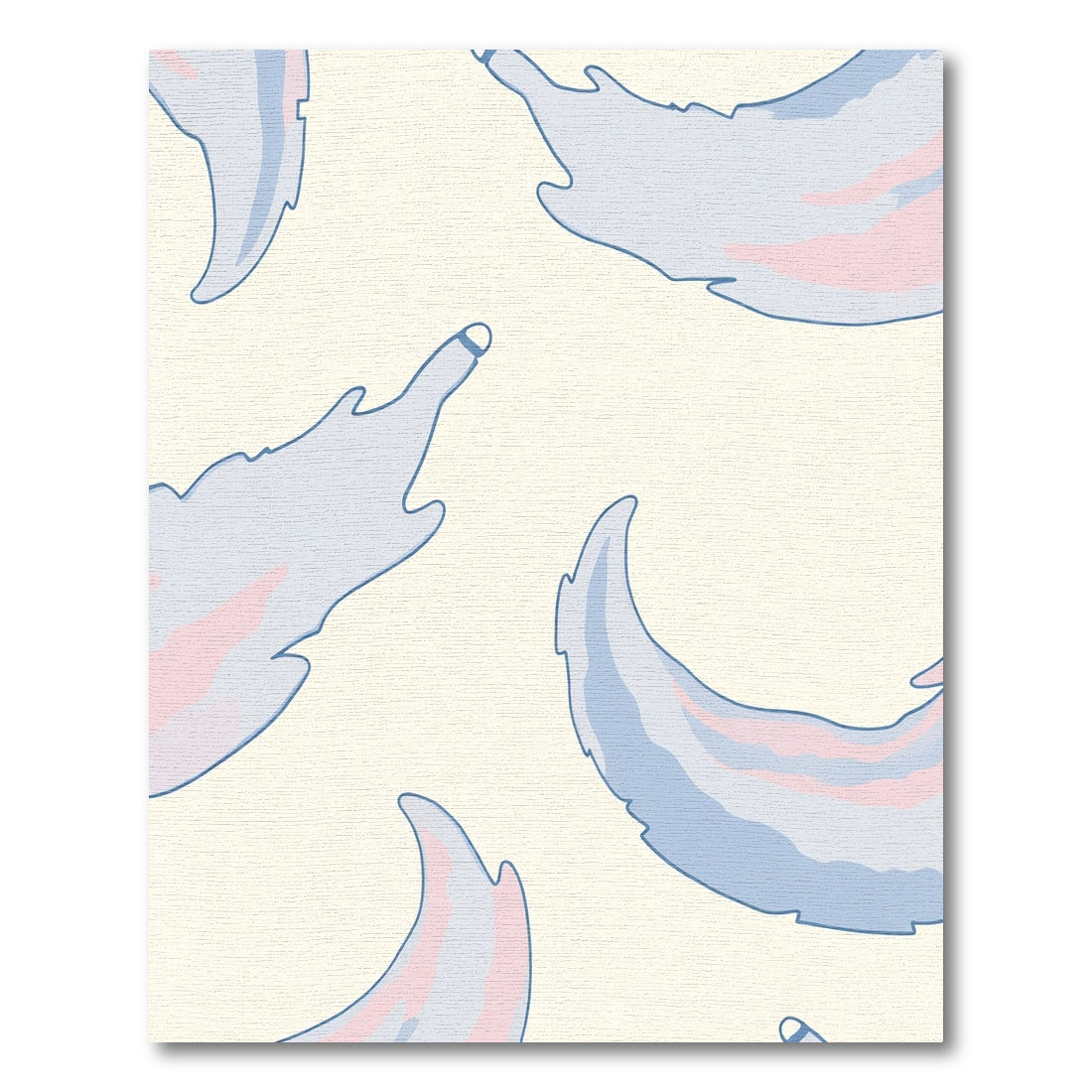 Soft Blue Pink Feathered Whispers Rug