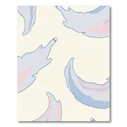 Soft Blue Pink Feathered Whispers Rug