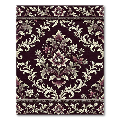 Rich Plum Colonial Floral Scroll Rug