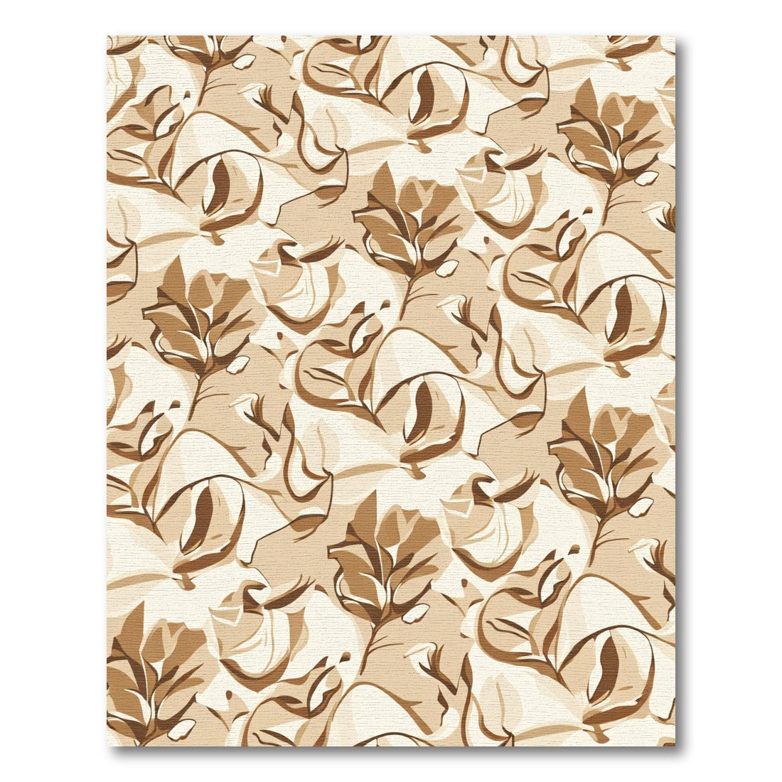 Earthy Tan Abstract Floral Swirl Rug