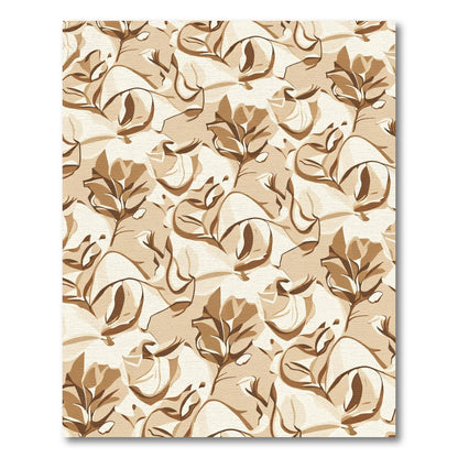 Earthy Tan Abstract Floral Swirl Rug