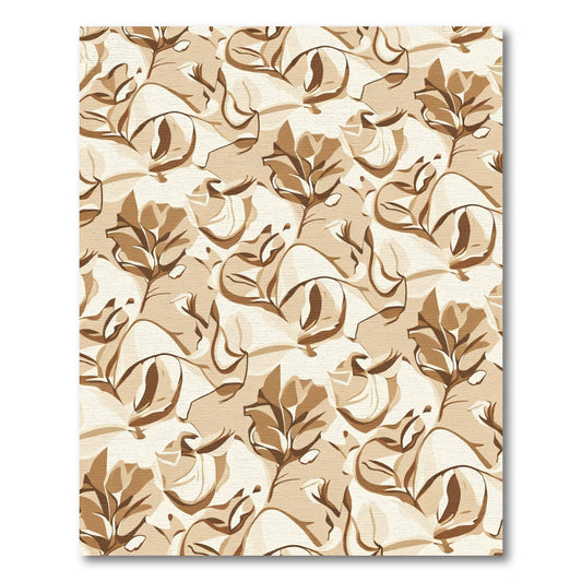 Earthy Tan Abstract Floral Swirl Rug