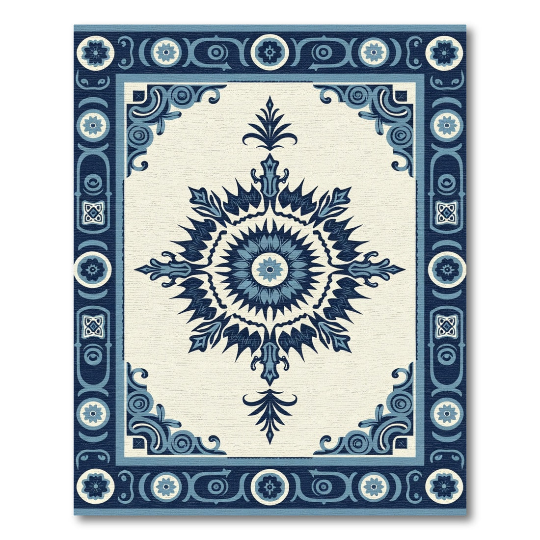 Navy Indigo Sunburst Centerpiece Rug