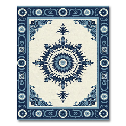 Navy Indigo Sunburst Centerpiece Rug