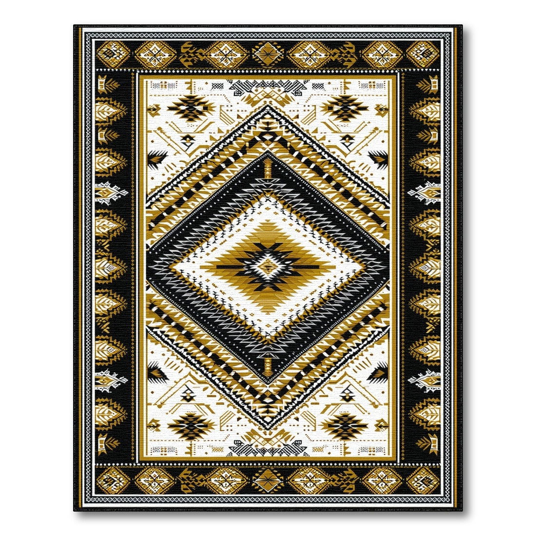 Black Gold Tribal Area Rug