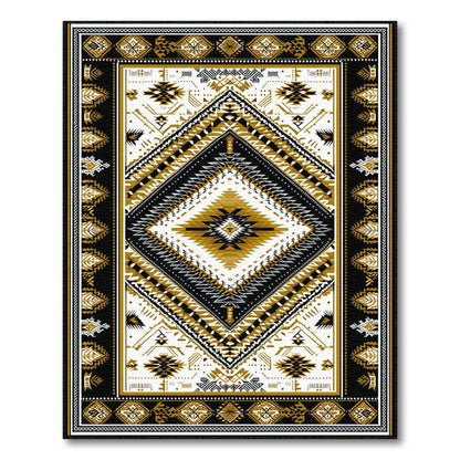 Black Gold Tribal Area Rug