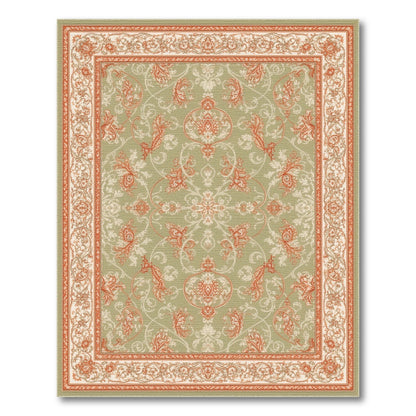 Green Floral Vintage Area Rug