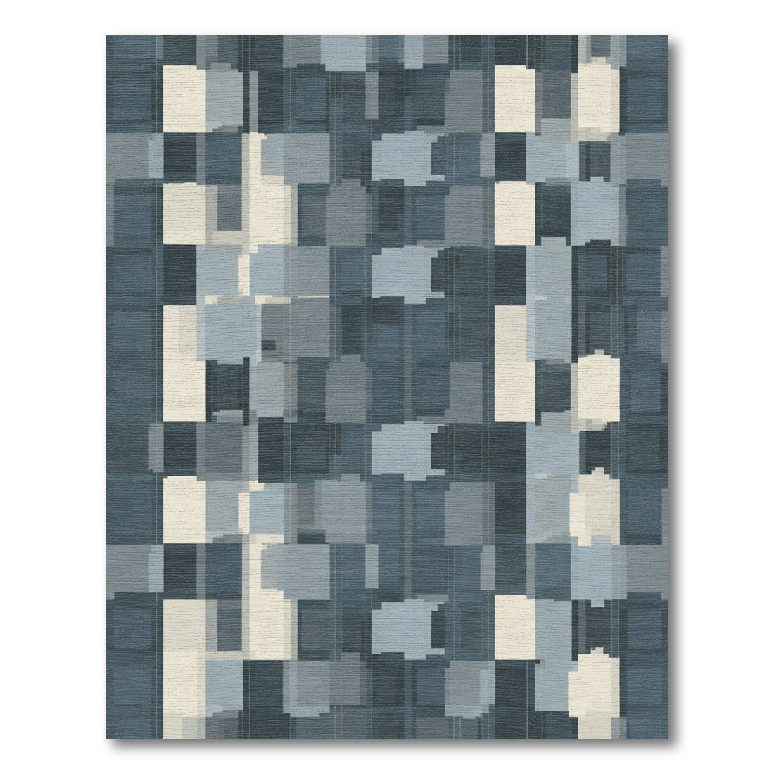 Abstract Blue Palette Geometric Squares Rug