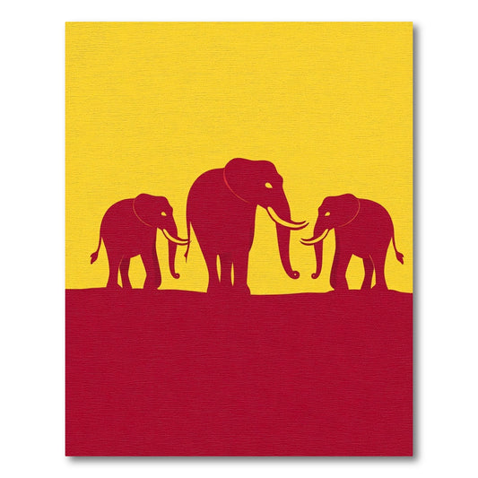 Crimson Elephant Family Yellow Backdrop Rug