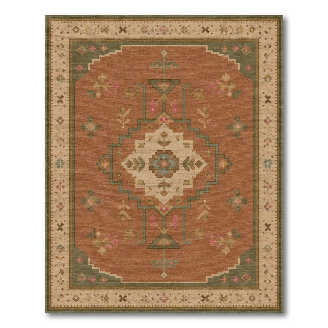 Orange Heritage Tribal Medallion Rug