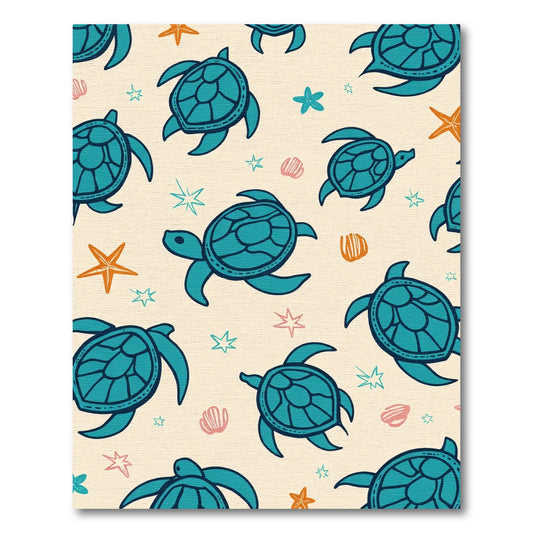 Turquoise Sea Turtle Nautical Whimsy Rug