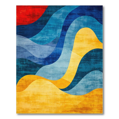 Blue Teal Abstract Wave Area Rug