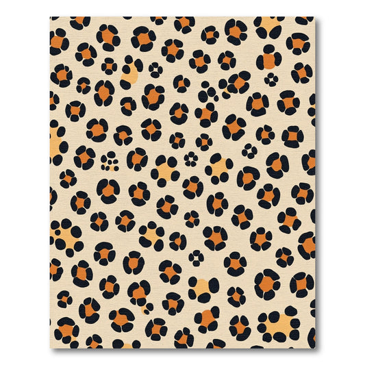 Tan Orange Black Leopard Spots Rug