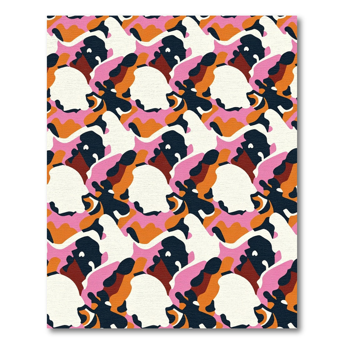 Camouflage Pink Orange Black White Shapes Rug