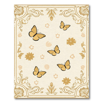 Golden Butterfly Flora Art Nouveau Rug