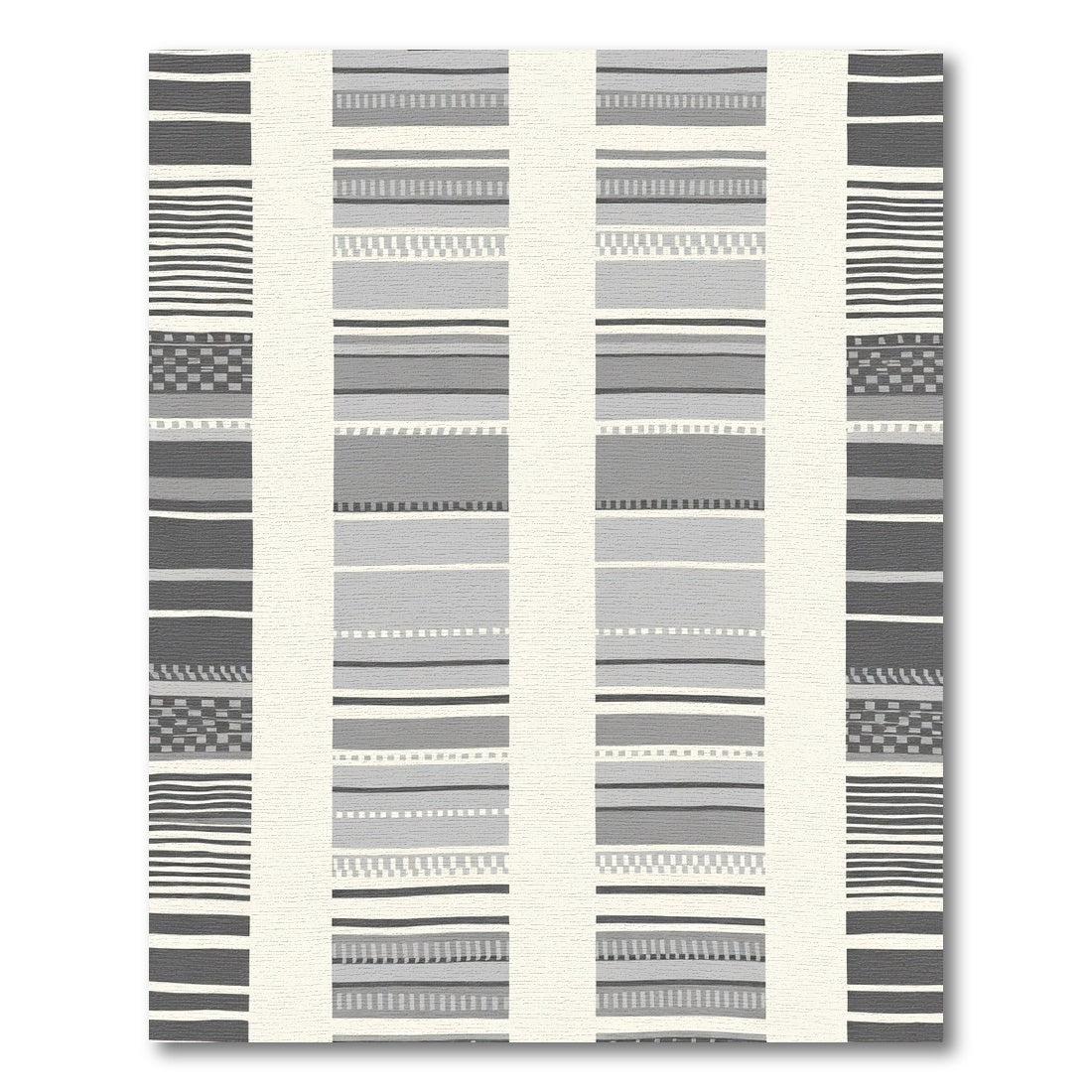 Gray Cream Striped Geometric Rug
