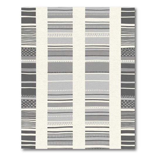 Gray Cream Striped Geometric Rug