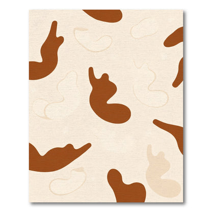 Abstract Brown White Organic Shapes Rug