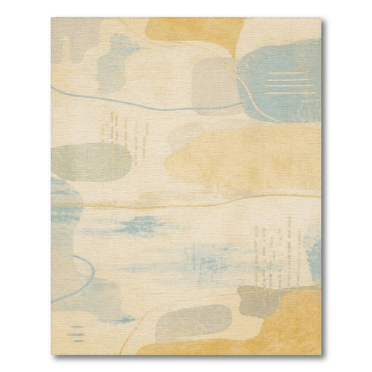 Abstract Beige and Blue Area Rug