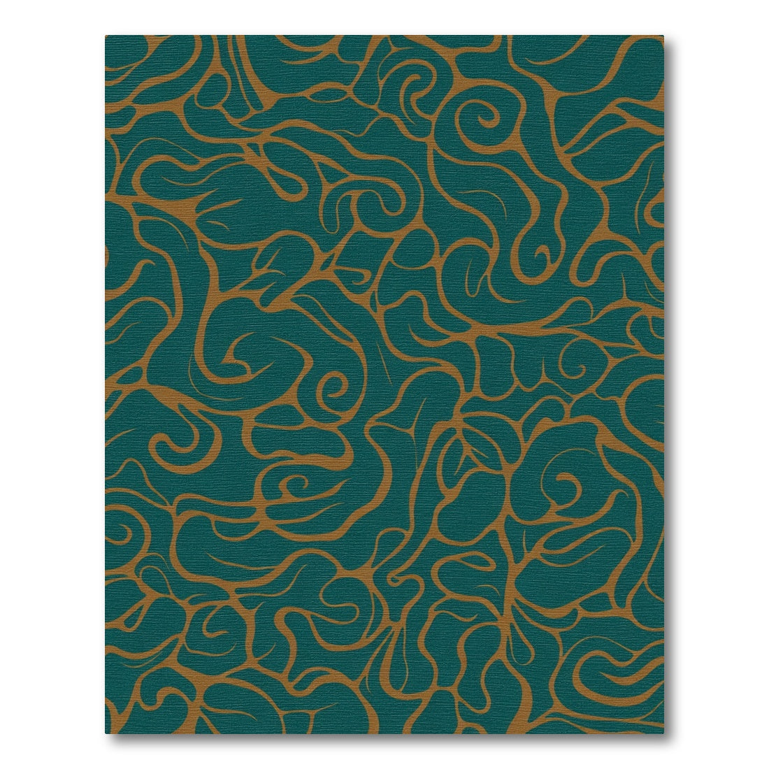 Teal Gold Organic Swirl Abstract Rug