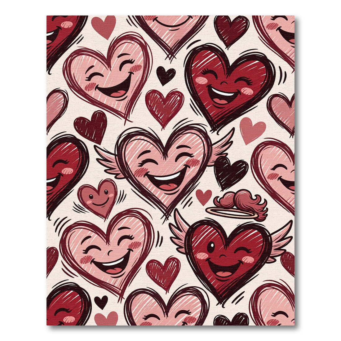Happy Heart Collection Red Pink Scribble Rug