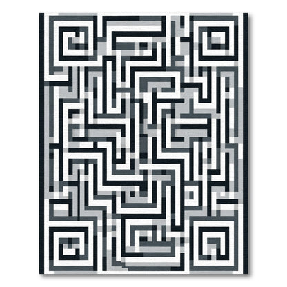Monochrome Geometric Maze Rug