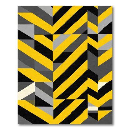 Bold Yellow Black Gray Geometric Rug