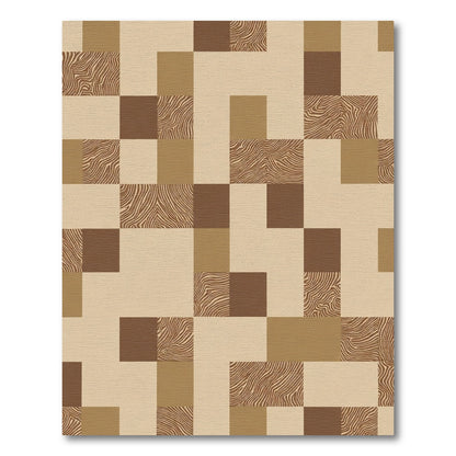 Warm Tones Wood Grain Geometric Arrangement Rug