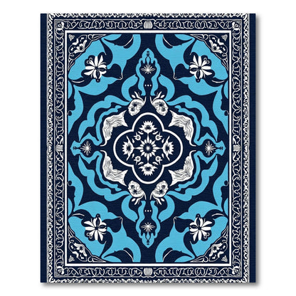 Classic Navy Blue Floral Medallion Rug