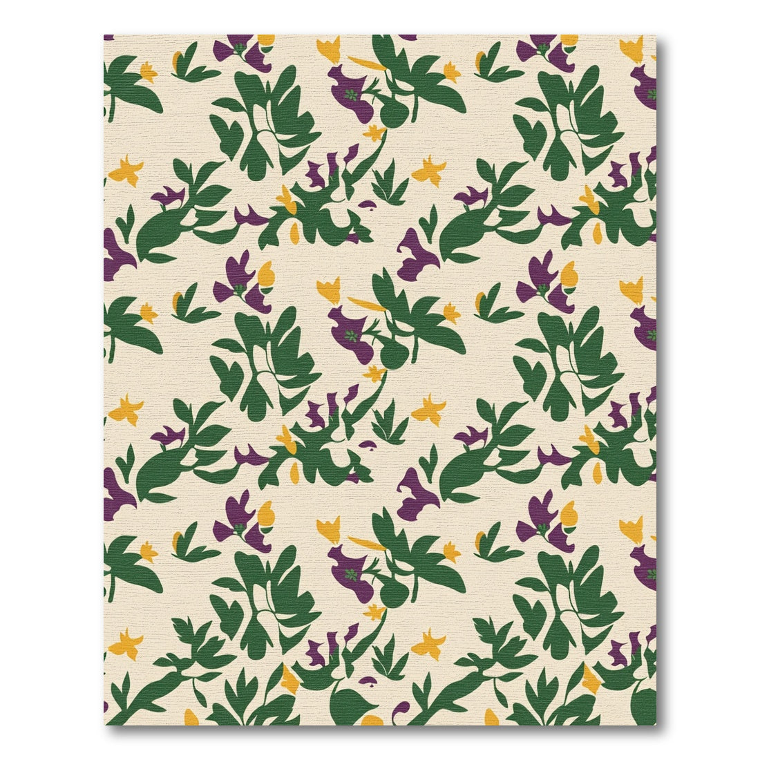 Deep Green Purple Yellow Floral Branches Rug