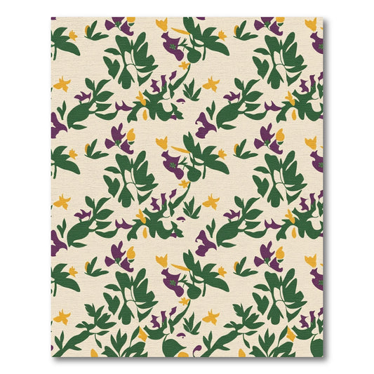 Deep Green Purple Yellow Floral Branches Rug