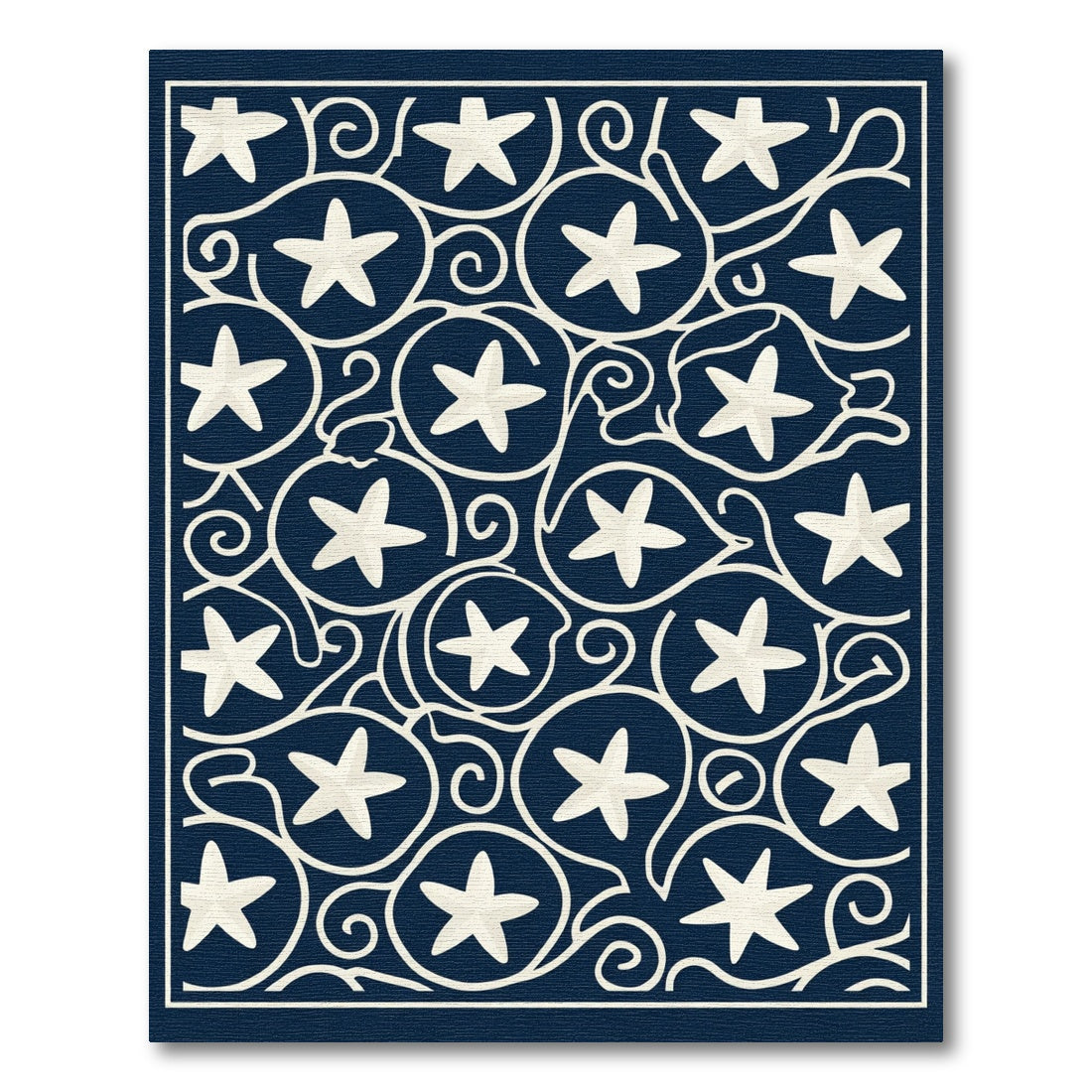 Navy Cream Star Swirl Accent Rug