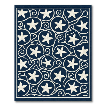 Navy Cream Star Swirl Accent Rug