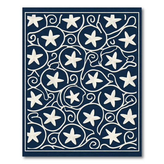Navy Cream Star Swirl Accent Rug